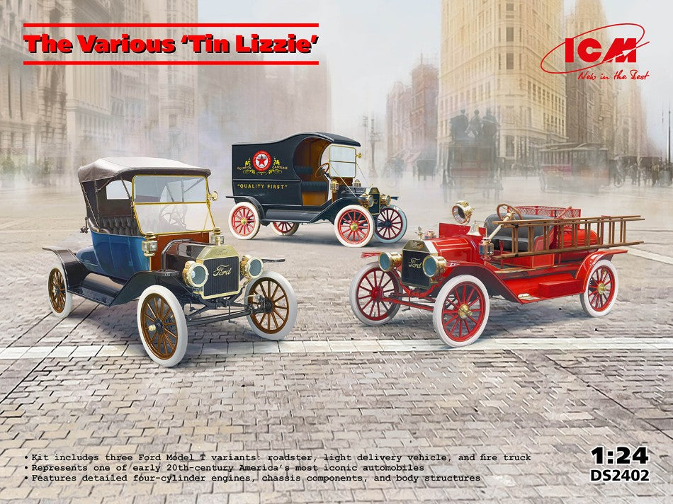 The Various ‘Tin Lizzie’ IL SET INCLUDE 3 AUTOMOBILI KIT 1:24 - ICM - ICMDS2402