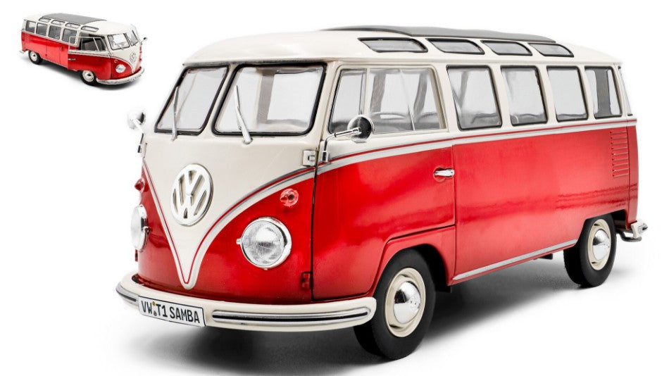 VOLKSWAGEN T1 SAMBA MINIBUS 1962 RED/WHITE 1:18 - Solido - SL1813402