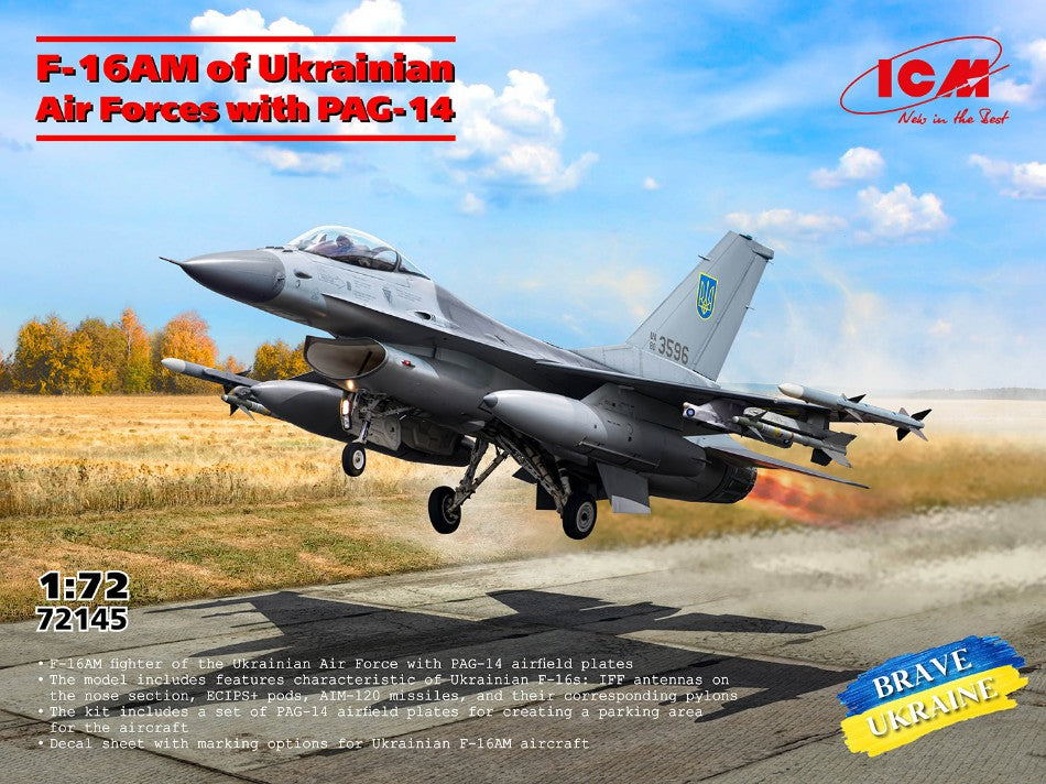 F-16 AM OF UKRAINIAN AIR FORCES WITH PAG-14 KIT 1:72 - ICM - ICM72145