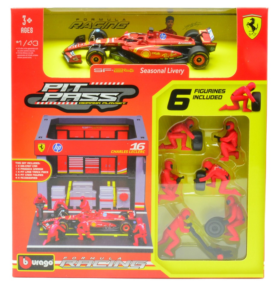 DIORAMA PIT STOP 2024 SF-24 N.16 CHARLES LECLERC 1:43 - Burago - BU36862L
