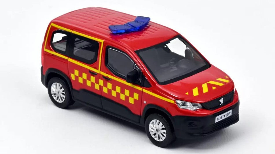 PEUGEOT RIFTER 2019 "POMPIERS" WITH SIDE SQUARE YELLOW DECO 1.43 - Norev - NV479071