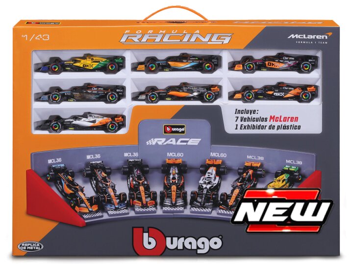 MCLAREN F1 SET: 2022-2023-7 MODELS VARIOUS GP AND DRIVERS 1:43 - Burago - BU38169
