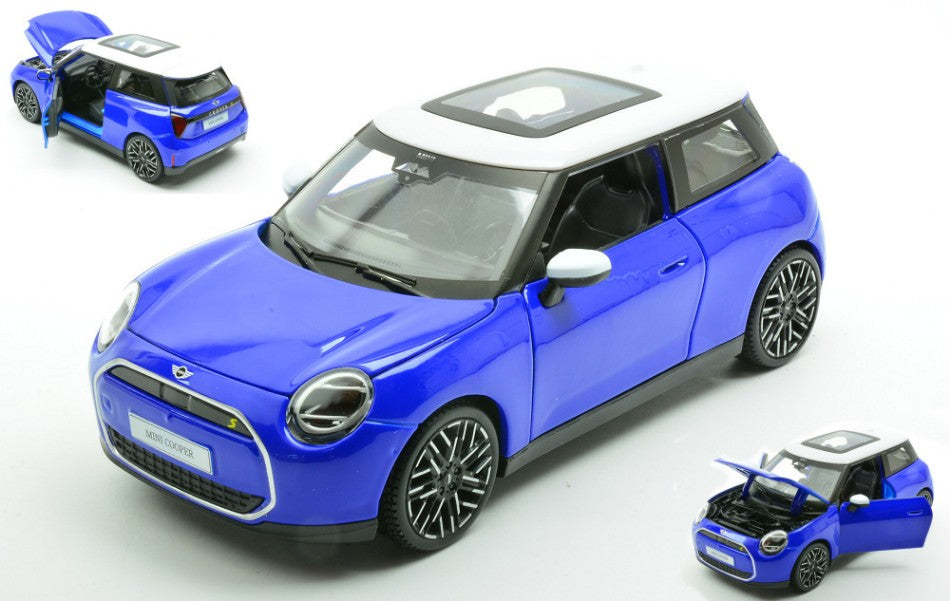 MINI COOPER SE (J01) 2024 BLUE W/WHITE ROOF 1:24 - Maisto - MI32926
