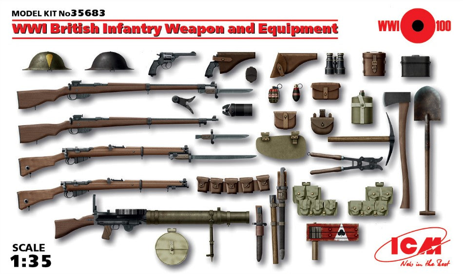 WWI BRITISH INFANTRY WEAPON AND EQUIPMENT KIT 1:35 - ICM - ICM35683