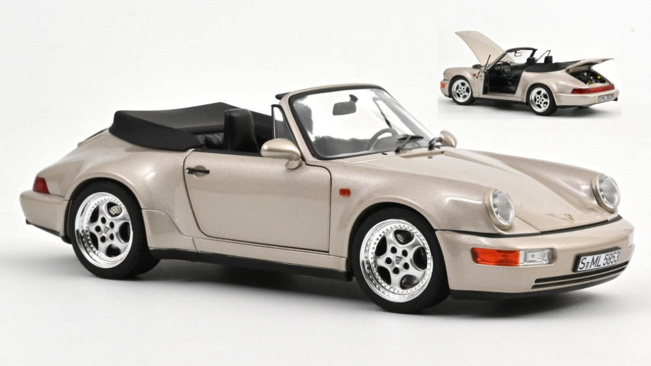 PORSCHE 911 TURBO LOOK CABRIOLET 1992 SILVER METALLIC 1:18 - Norev - NV187140