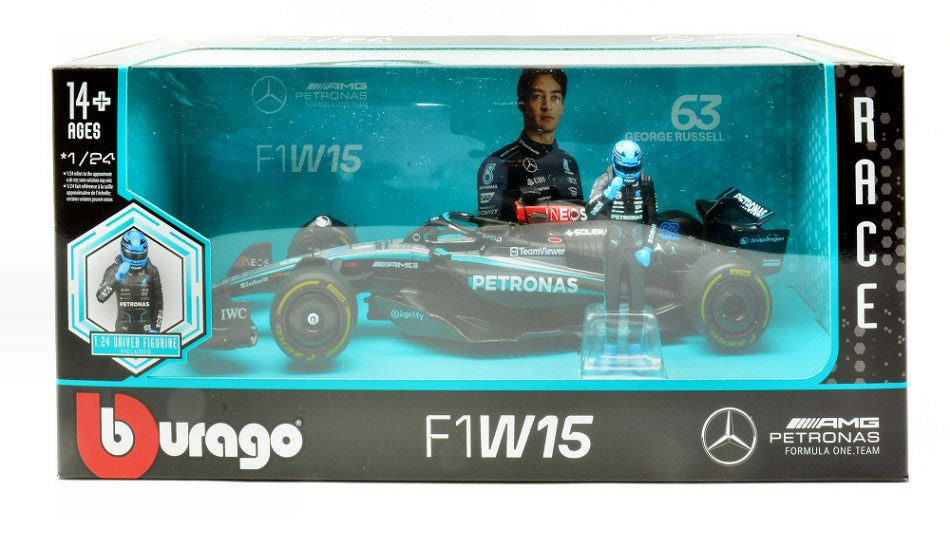 MERCEDES AMG W15 N.63 2024 GEORGE RUSSELL WITH FIGURE 1:24 - Burago - BU28069R