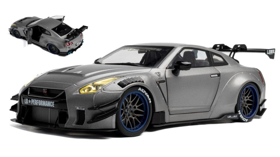 NISSAN GT-R (R35) W/LIBERTY WALK BODY KIT 2.0 2023 SILVER 1:18 - Solido - SL1805815