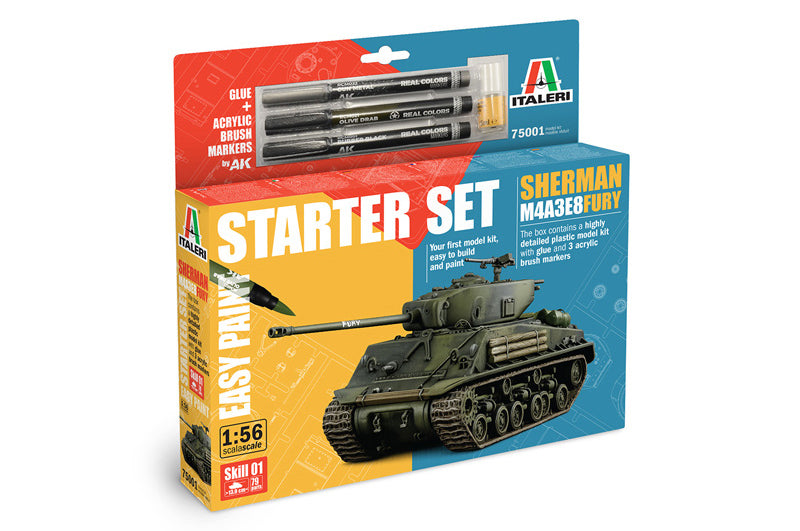 M4A3E8 SHERMAN FURY MODEL SET KIT 1:56 - Italeri - IT75001
