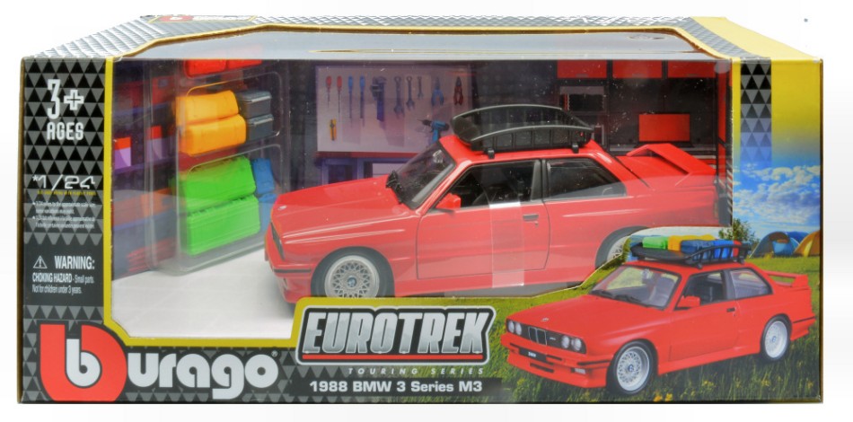 BMW M3 RED + RACK BASKET 1:24 - Burago - BU23014