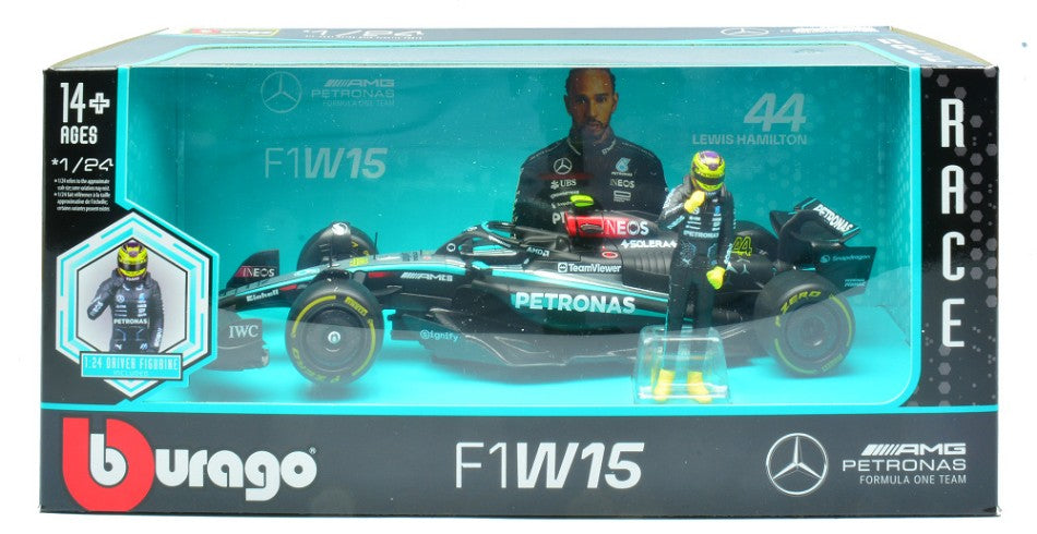 MERCEDES AMG W15 N.44 2024 LEWIS HAMILTON WITH FIGURE 1:24 - Burago - BU28069H