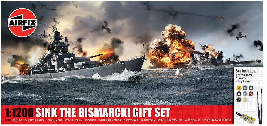 SINK THE BISMARK GIFT SET KIT 1:1200 - Airfix - A50120