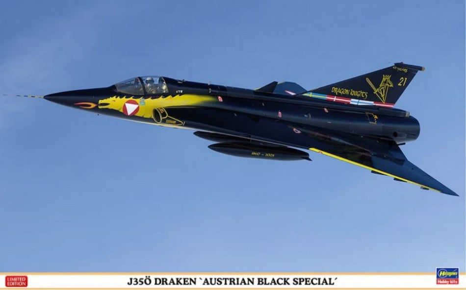 J35O DRAKEN AUSTRIAN BLACK SPECIAL KIT 1:48 - Hasegawa - HA07565