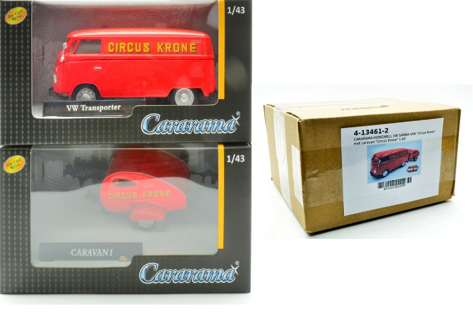 VW SAMBA VAN "CIRCUS KRONE" + TRAILER 1:43 - Cararama - CA4-13461-2
