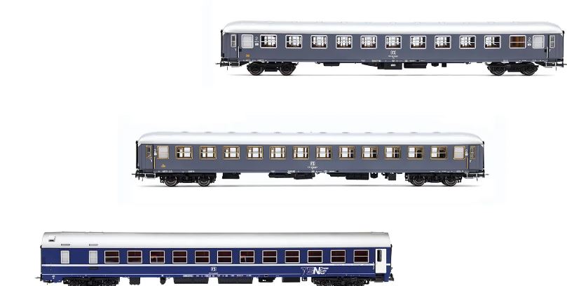 FS 3-unit pack, Exp 234/235 - Remus Roma + UIC-X 2nd cl.EP.IV-V 1:87 - Rivarossi - HR4411