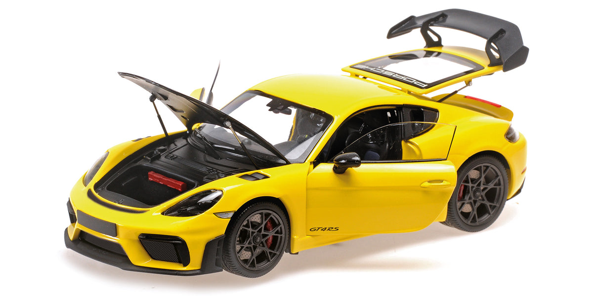 PORSCHE CAYMAN GT4 RS YELLOW WITH WEISSACH PACKAGE 2024 - 1/18 - Minichamps