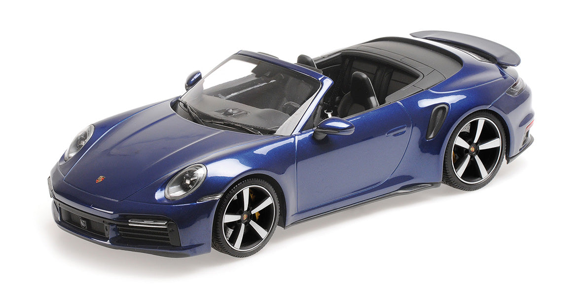 PORSCHE 911 (992) TURBO S CABRIOLET BLUE METALLIC 2020 - 1/18 - Minichamps