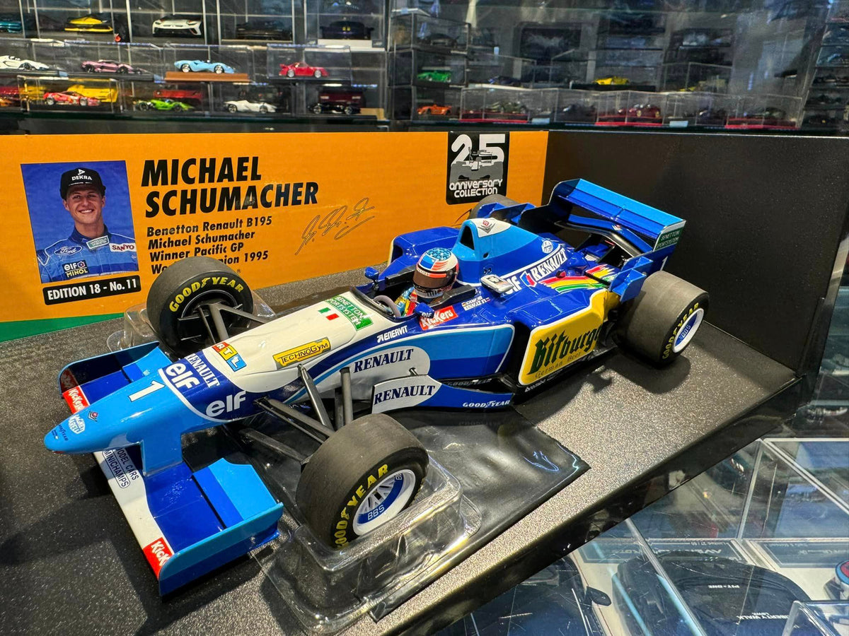 Benetton - F1 Renault B195 n° 1 (1995) 1:18 - Michael Schumacher - Winner Pacific GP - World Champion - Minichamps