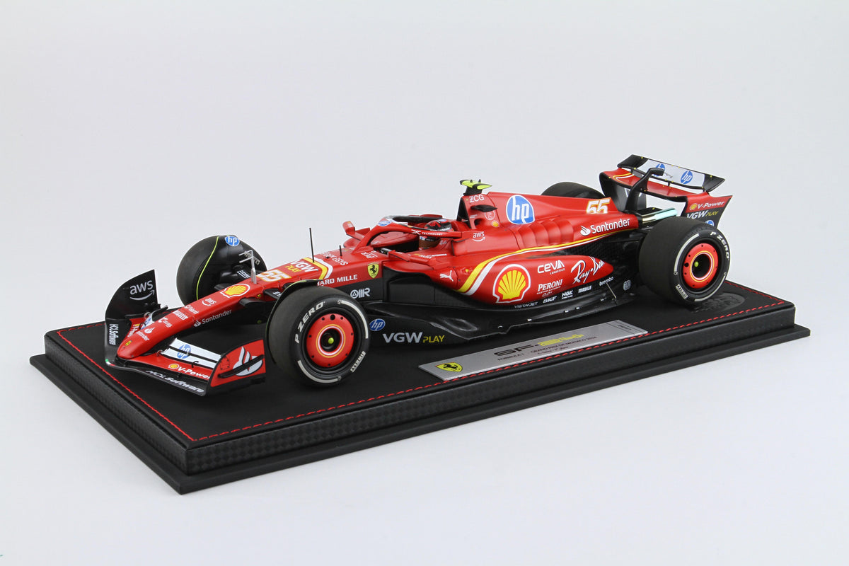 FERRARI SF24 MONACO GP 2024 DIECAST - PACKAGING DI LUSSO C. SAINZ TERZO POSTO 1:18 - BBR Models - BBR241855CDIE