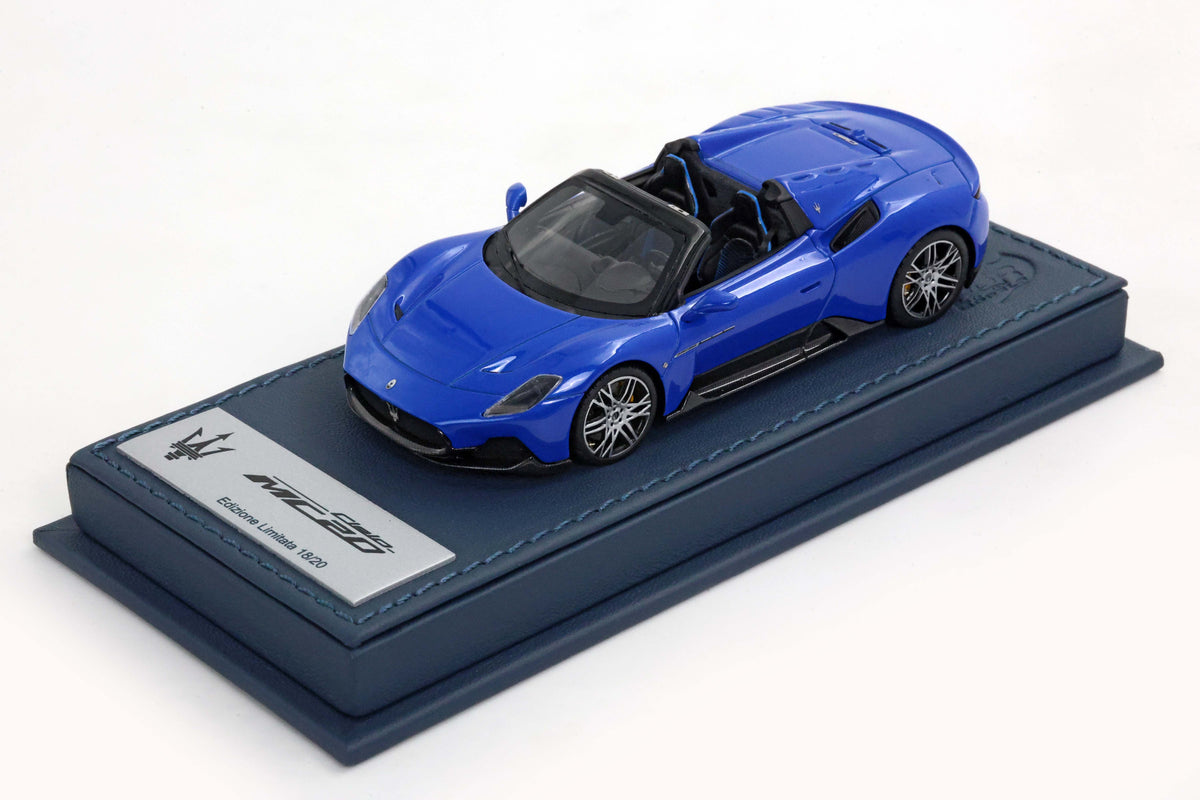 MASERATI MC20 CIELO - BASE IN VERA PELLE BLU INFINITO - CERCHI MMXX DESIGN 1:43 - BBR Models - BBRC276DDLCZ