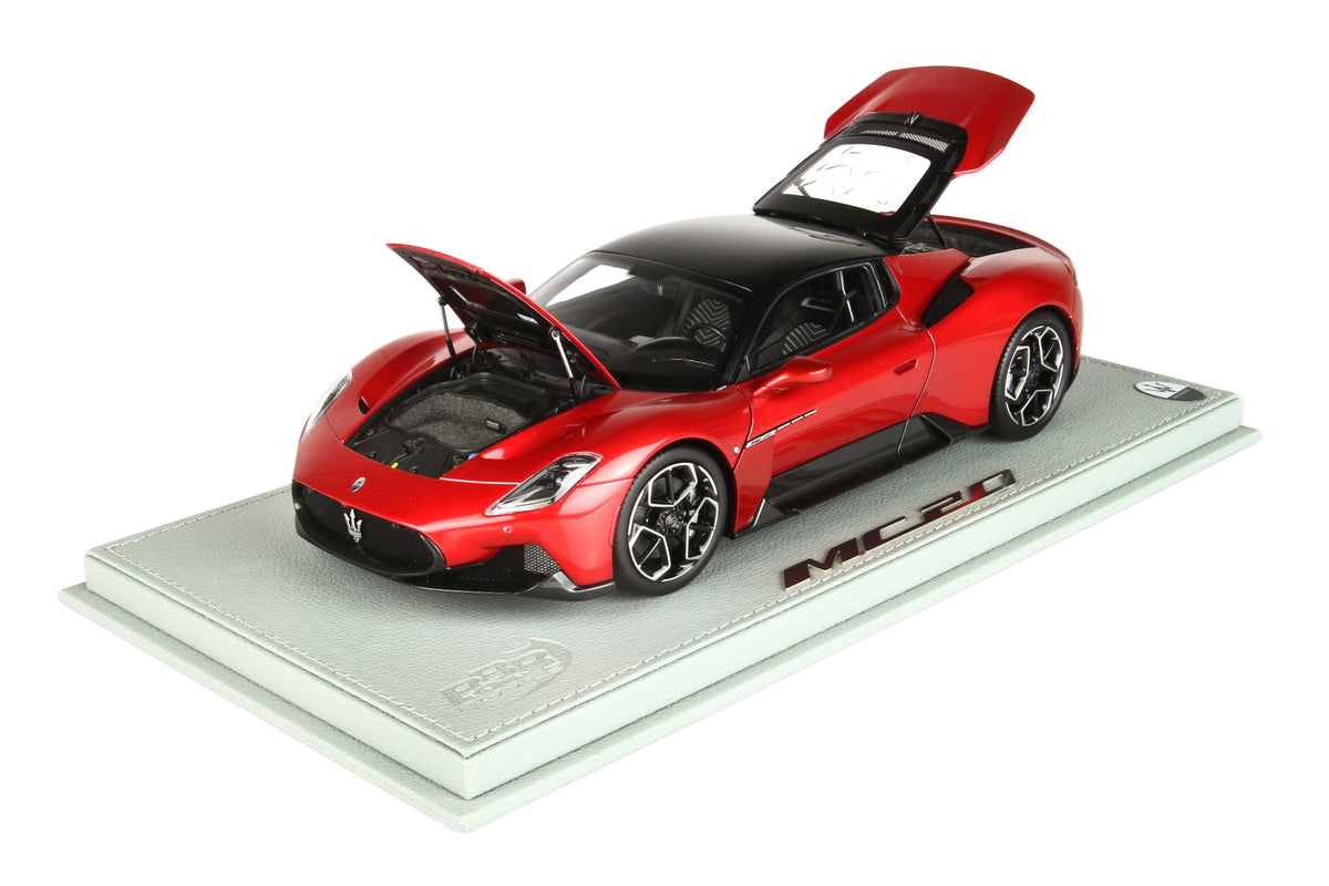 MASERATI MC20 ROSSO VINCENTE METALLIZATO TETTO NERO - DIECAST FULL OPEN - CONFEZIONE CON VETRINA INCLUSA 1:18 - BBR Models - HE180051CBBR