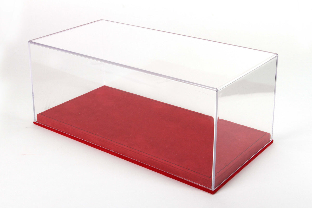 VETRINA CON BASE IN ALCANTARA ROSSA CUCITURA NERA 1:18 - BBR Models - VET1804D2