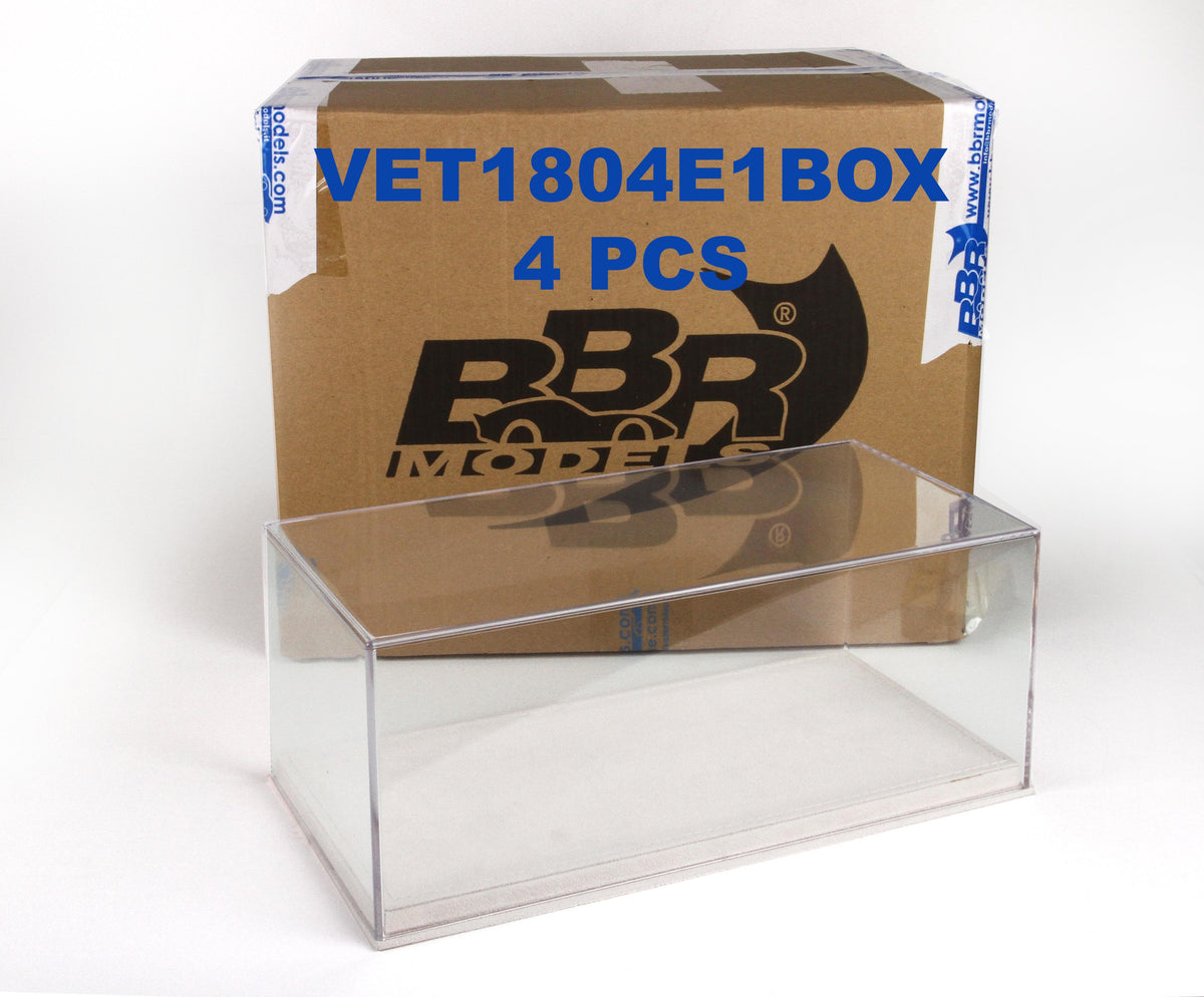 VETRINA CON BASE IN ALCANTARA BIANCO - 4 PCS BOX CUCITURA BIANCA 1:18 - BBR Models - VET1804E1BOX