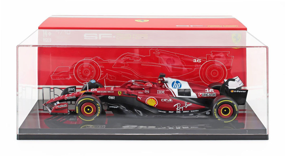 Ferrari - SF-25 n.16 (2025) 1:18 - Charles Leclerc - Season 2025 - W/ Driver - With showcase - BBurago
