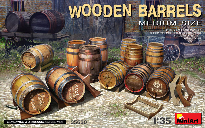 WOODEN BARRELS MEDIUM SIZE KIT 1:35 - Miniart - MIN35630