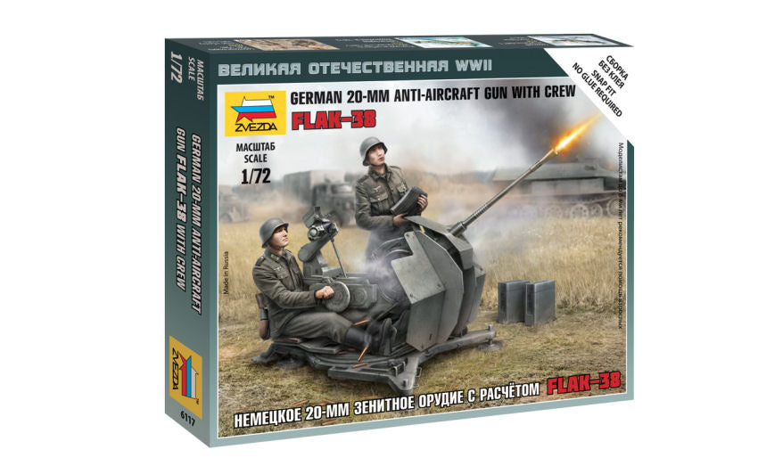 GERMAN 2 cm FLAK 38 W/CREW KIT 1:72 - Zvezda - Z6117