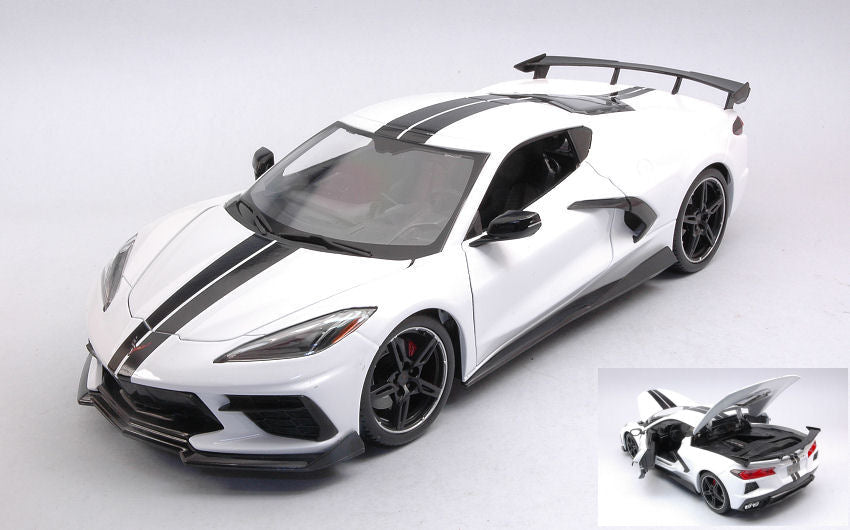 CHEVROLET CORVETTE STINGRAY (HIGH WING) 2020 WHITE 1:18 - Maisto - MI31455W