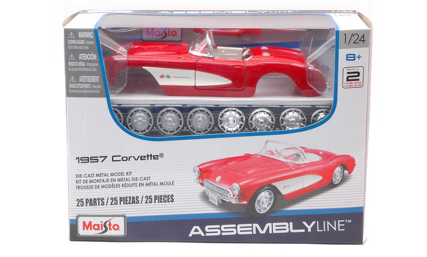 CHEVROLET CORVETTE CABRIOLET 1957 RED/WHITE KIT 1:24 - Maisto - MI39275