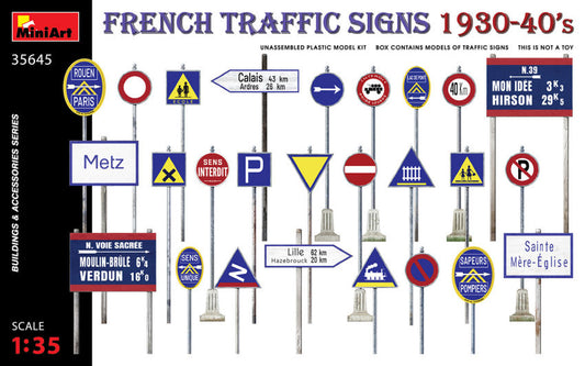 FRENCH TRAFFIC SIGNS 1930-40s KIT 1:35 - Miniart - MIN35645