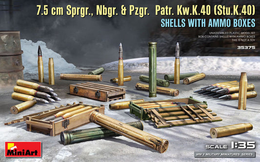 Kw.K.40 SHELLS WITH AMMO BOXES KIT 1:35 - Miniart - MIN35375