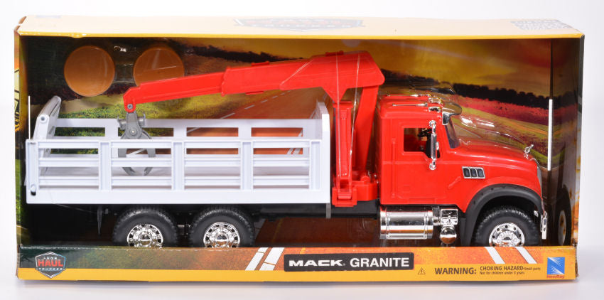 MACK GRANITE TRUCKFARM RED TRAILER WHITE PLASTICA 1:18 - New Ray - NY17116