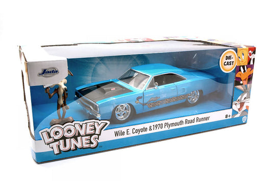 PLYMOUTH ROAD RUNNER 1970 "LOONEY TUNES" WITH WILE E COYOTE FIGURE 1:24 - Jada Toys - JADA32038