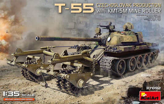 T-55 CZECHOSLOVAK PRODUCTION WITH KMT-5M MINE ROLLER KIT 1:35 - Miniart - MIN37092