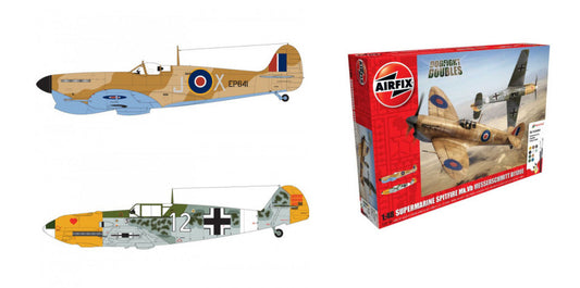 SUPERMARINE SPITFIRE MKVB + MESSERSCHMITT BF109E SET Pz.2 KIT 1:48 - Airfix - A50160