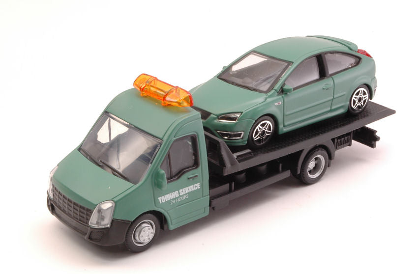 FORD FOCUS ST + FLATBED TRANSPORTER 1:43 - Burago - BU31404