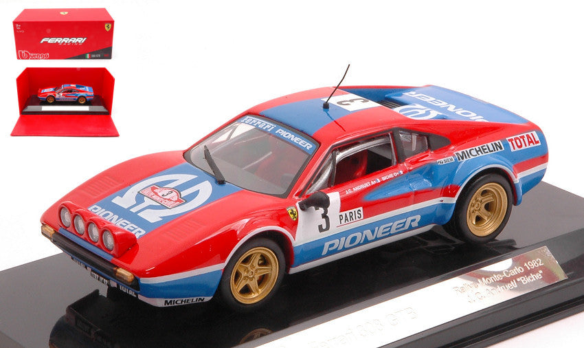 FERRARI 308 GTB PIONEER (NIGHT) N.3 RALLY MONTEC.1982 ANDRUET-BICHE 1:43 - Burago - BU36304