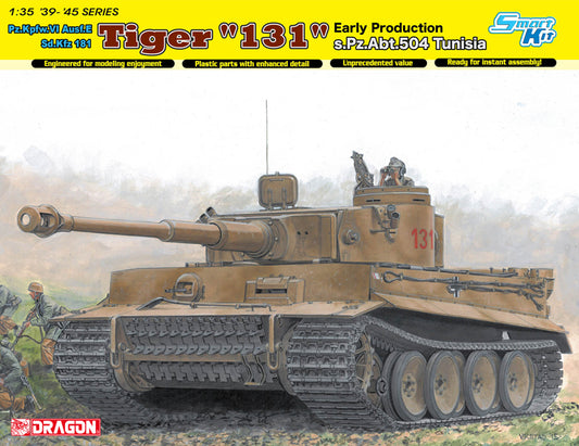 TIGER I 131 EARLY PRODUCTION S.PZ.ABT.504 TUNISIA KIT 1:35 - Dragon - D6820
