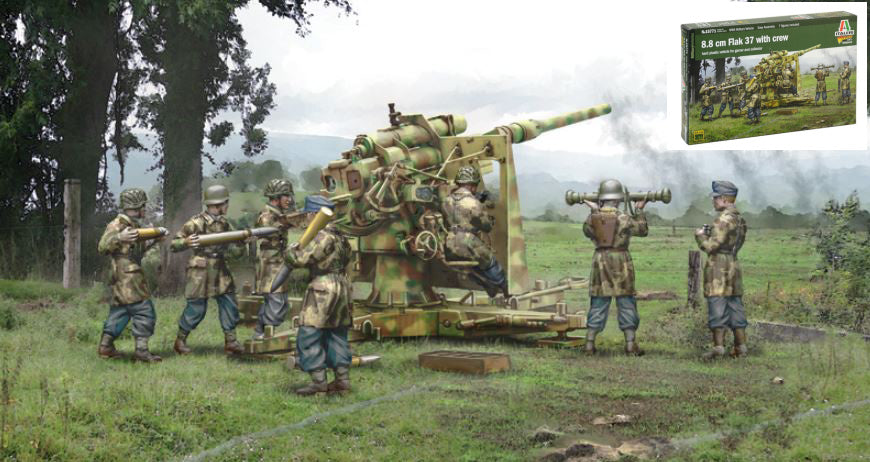 FLAK 37 8,8 cm WITH CREW KIT 1:56 - Italeri - IT15771