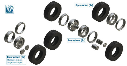 EUROPEAN TRACTORS TYRES AND RIMS KIT 1:24 - Italeri - IT3909