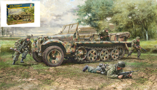 SD.KFZ.10 DEMAG D7 WITH GERMAN PARATROOPERS KIT 1:35 - Italeri - IT6561