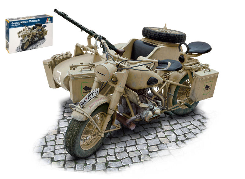 BMW R75 GERMAN MILITARY MOTOR W/SIDECAR KIT 1:9 - Italeri - IT7403