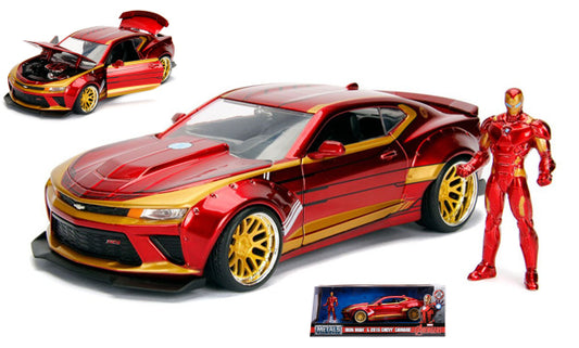 IRON MAN W/2016 CHEVY CAMARO METALLIC RED 1:24 - Jada Toys - JADA99724