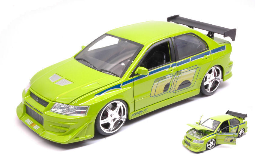 BRIAN'S MITSUBISHI LANCER EVOLUTION VII FAST & FURIOUS LIGHT GREEN 1:24 - Jada Toys - JADA99788