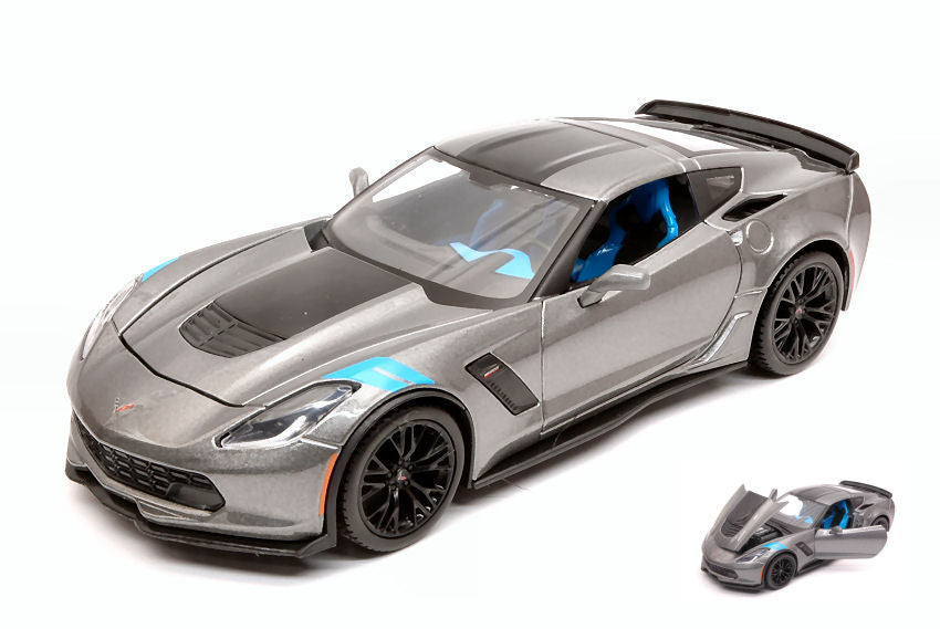CHEVROLET CORVETTE GRAN SPORT 2017 GUN METAL W/BLACK STRIPES 1:24 - Maisto - MI31516G