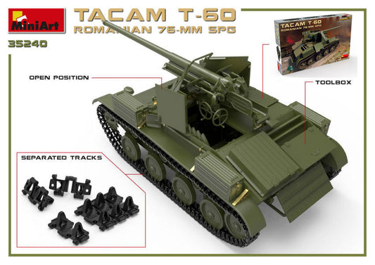ROMANIAN 76 mm SPG TACAM T-60 INTERIOR KIT 1:35 - Miniart - MIN35240