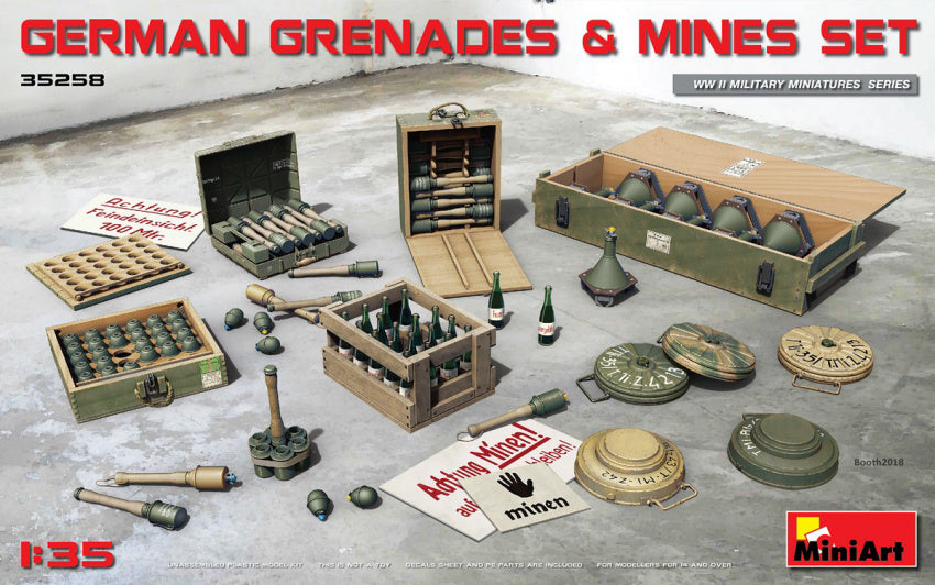 GERMAN GRENADES & MINES SET KIT 1:35 - Miniart - MIN35258