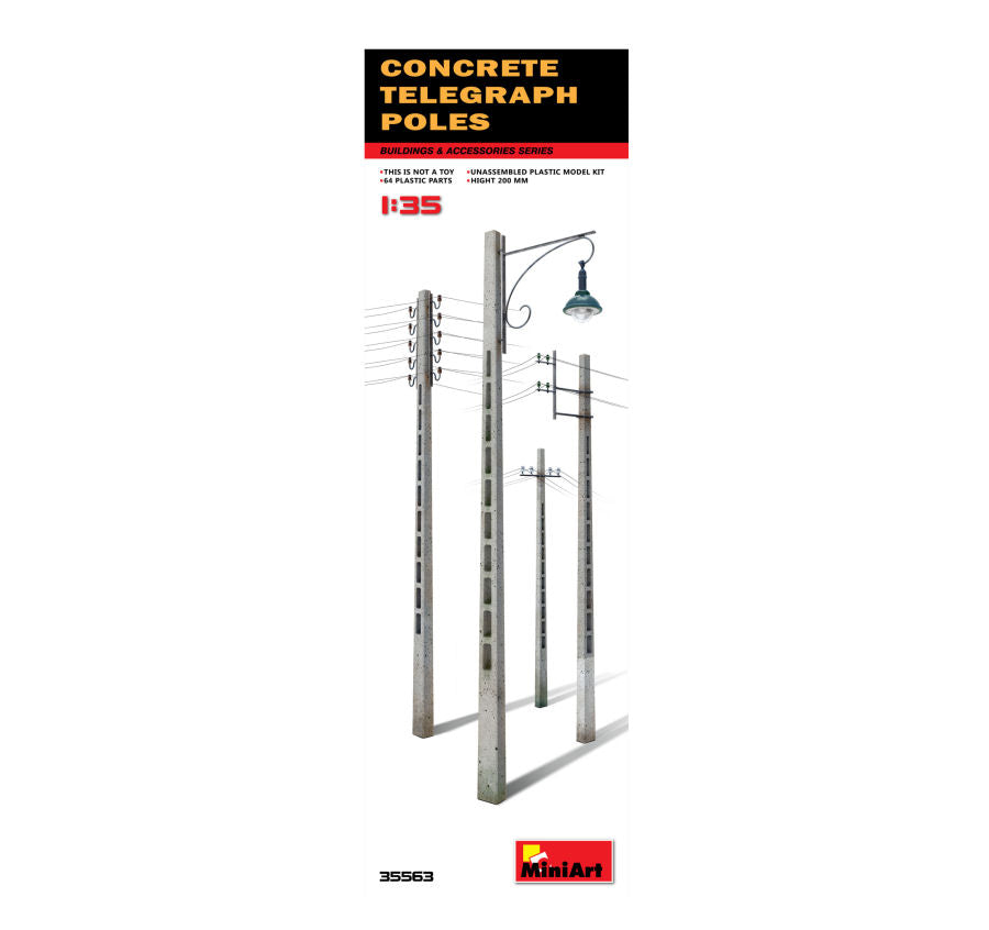 CONCRETE TELEGRAPH POLES KIT 1:35 - Miniart - MIN35563